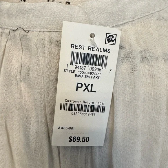 Style & Co. White Blouse with Blue Embroidery - Picture 10 of 10